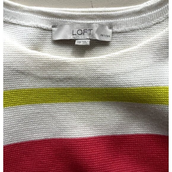 Loft Citrus Stripe Sweater Boatneck XXSP - Picture 4 of 5